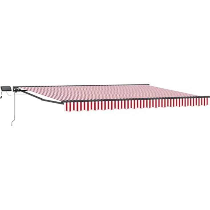 vidaXL Manueller Markisenrahmen mit LEDs, 4,5 x 3,5 m, pulverbeschichteter Aluminiumrahmen, rot, anthrazit – Bild 1