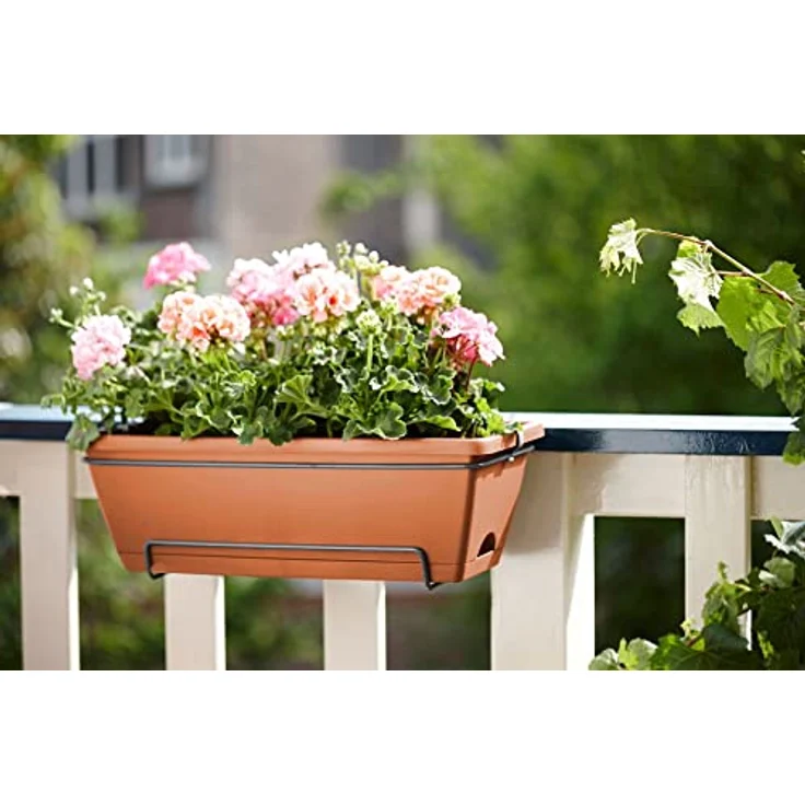 elho Barcelona Allin1 50 - Übertopf für Balkon & Außen - 100% recyceltem Plastik - Ø 49.5 x H 18.5 cm - Braun/Terra – Bild 5