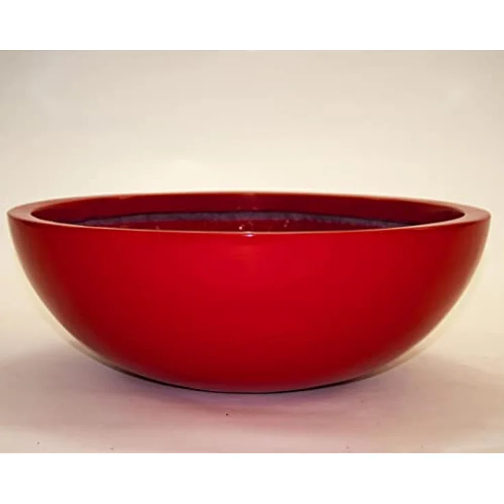 Elegant Einrichten Pflanzkübel Fiberglas Schale-Rund D34xH12cm Hochglanz-Rot, UV-beständig und frostgesichert – Bild 3