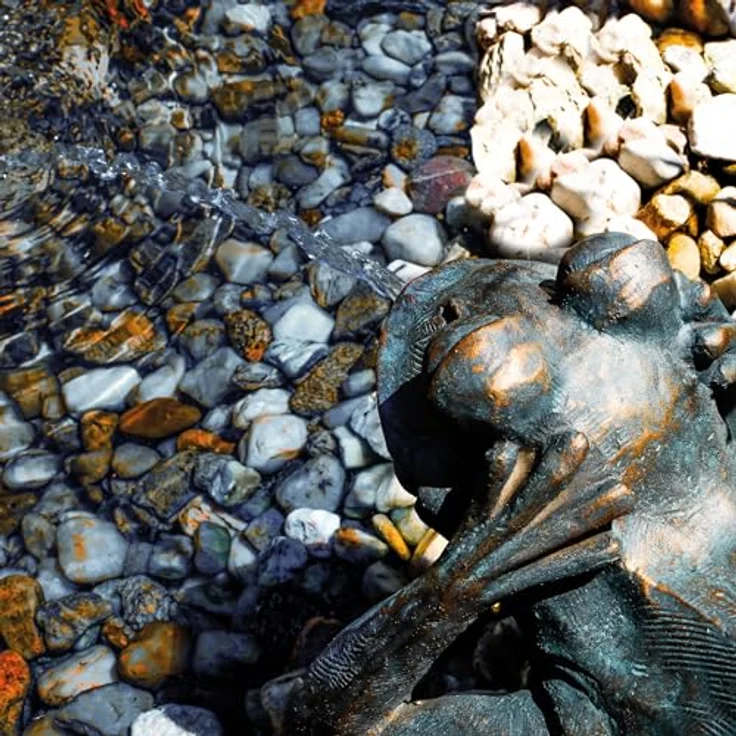 Esotec Wasserspeier-Figur Frosch, Teichfigur aus wetterfestem Kunststein, mit Schlauch für Wasserdurchfluss 300 l/h, ca. 340 x 210 x 235 mm – Bild 5