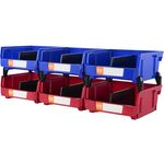 VEVOR Stapelboxen 6er-Set Sichtlagerboxen Blau/Rot 137x105x78mm PP Lagerboxen für Werkstatt Büro Garage