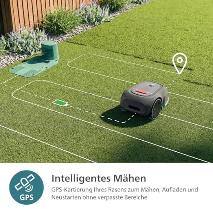 Philips Rasenmähroboter Serie 3000, Kreuzmähen mit GPS-Karten, intelligentes Mähen und Regensensor, grau (RSL3000/10) – Bild 5