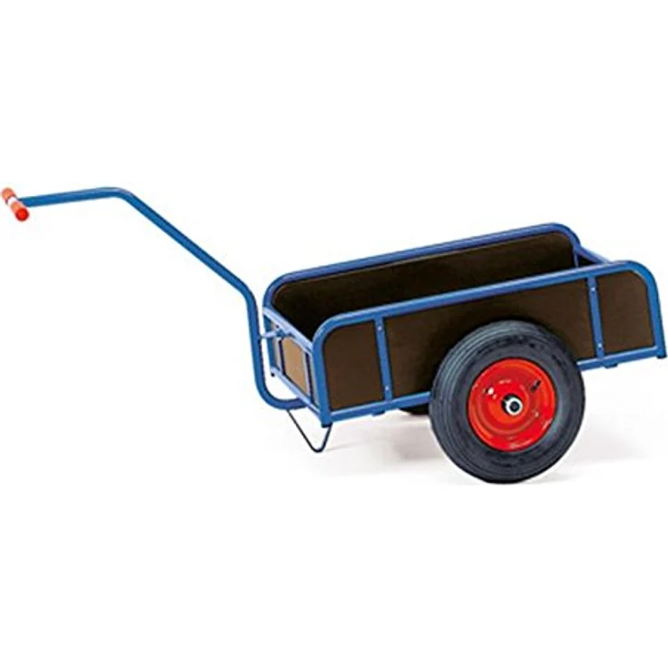FETRA Transportwagen Handwagen 4108V, mit wasserfester Ladefläche und Vollgummirädern Ø400 mm, brillantblau RAL 5007 – Bild 1