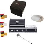 Grandhall Gasgrillpaket Premium G3 Einbau Grill Sear Burner Set Gas Gartenkamin, 3 Hauptbrenner 13 kW, Sear-Burner 4,6 kW, Pizzastein Set, Schwarz