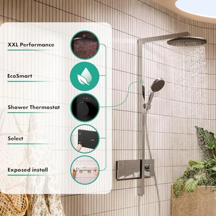 hansgrohe Raindance Alive S Duschsystem 300, 1jet EcoSmart, ShowerSelect Comfort, präzise Temperaturregelung, vielfältige Strahlarten, hochwertiges Design – Bild 2