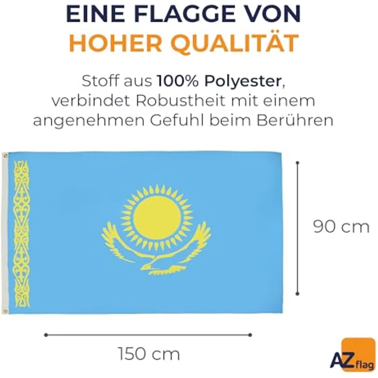 Flaggenking Kasachstan Flagge/Fahne, mehrfarbig, 150 x 90 x 1 cm, 16989 – Bild 3