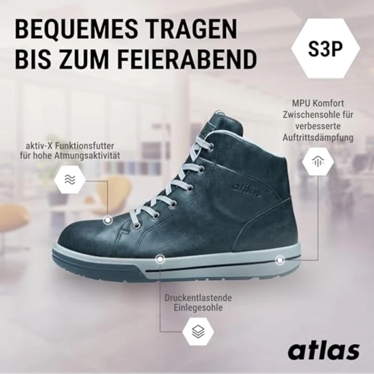 Atlas knöchelhoher Sicherheitsschuh A 585 XP ESD S3, durchtritthemmend, Weite 10, Größe 43 – Bild 4