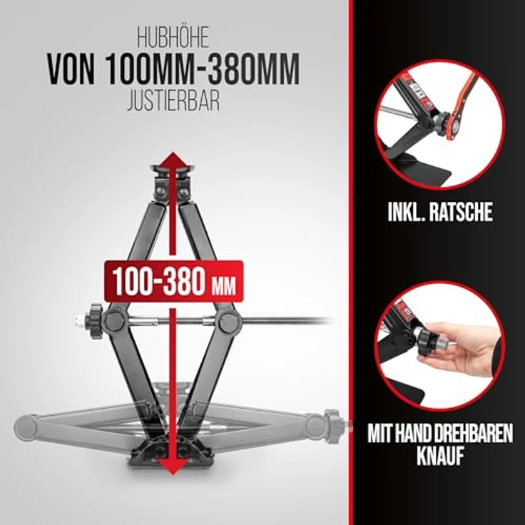 HEYNER Wagenheber für Mercedes Vito/Metris, OEM Erstausrüsterqualität bis 1580 kg, max. Hubhöhe 38 cm, inkl. Aufbewahrungstasche, Made in EU – Bild 7
