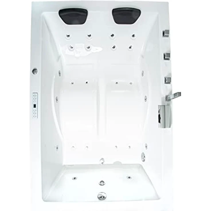 Basera® Whirlpool-Badewanne PREMIUM Indoor Whirlpool Badewanne XXL Wave, (Komplett-Set), mit 24 Massagedüsen, Heizung, Ozongenerator, Bodenansaugung, Wasser... in Hochglanz-Weiß - Preisvergleich – Bild 2