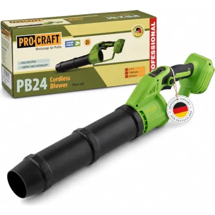 Procraft PB24bb Akku-Laubbläser, 20 V Brushless, kabellos, variabler Drehzahl, leichter 1,05 kg, effiziente Reinigung – Bild 1