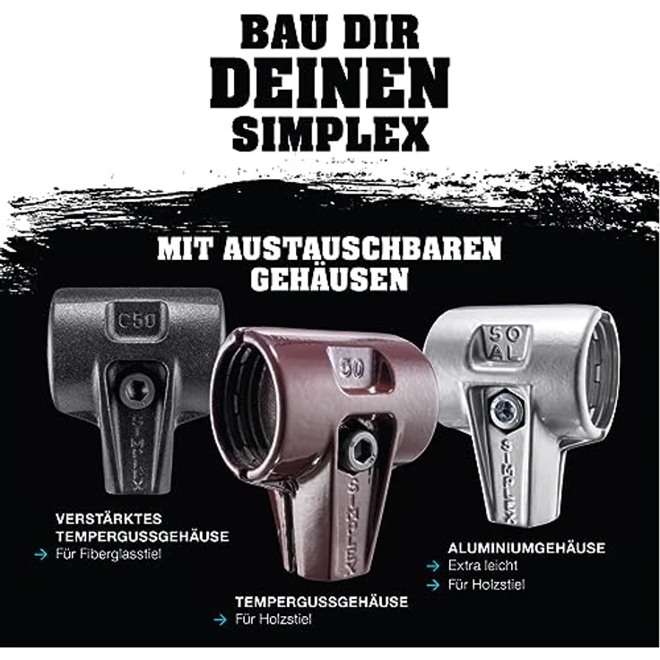 SIMPLEX-Schonhämmer, mit Stahlgussgehäuse und hochwertigen Holzstiel | Ø=30 mm | 3027.030 - Preisvergleich – Bild 3
