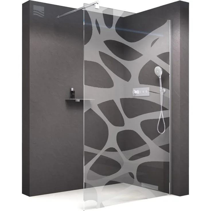 Bernstein Walk-in-Dusche EX101, 10mm ESG-Sicherheitsglas Nano-Beschichtung - Echtglas / Profilfarbe: Chrom, Milchglas mit Muster / Duschabtrennung / 200cm Höhe - Transparentes Raumgefühl und stilvoller Einstieg
