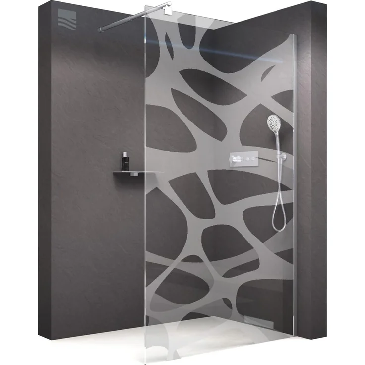 Bernstein Walk-in-Dusche EX101, 10mm ESG-Sicherheitsglas Nano-Beschichtung - Echtglas / Profilfarbe: Chrom, Milchglas mit Muster / Duschabtrennung / 200cm Höhe - Transparentes Raumgefühl und stilvoller Einstieg