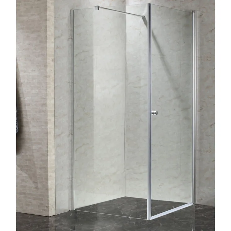 STANO Walk In Duschwand ARNHEM CUADRA, 8 mm ESG Sicherheitsglas, Höhe 200 cm, flexible Seitenscheibe 60-140 cm, inklusive Wandprofil und Halterung
