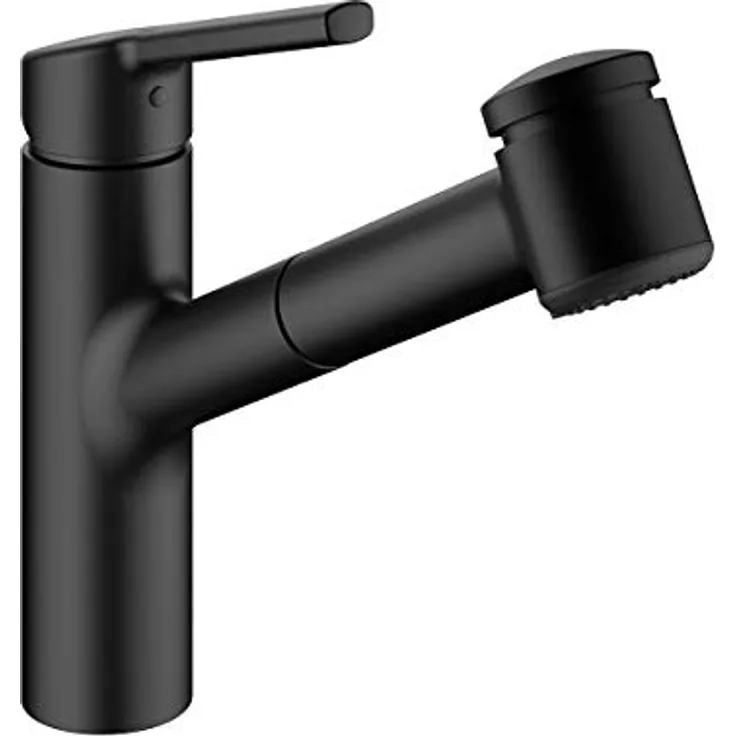 KWC Spültischmischer Luna E, Küchenarmatur mit ausziehbarer Geschirrbrause, matt black, TouchProtect, PowerClean, EasyLock