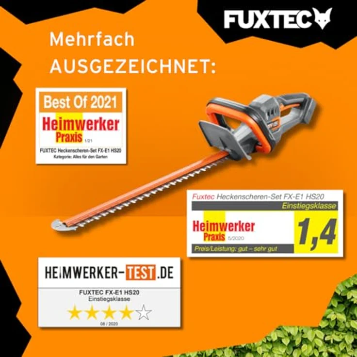 FUXTEC 20V Akku Heckenschere FX-E1HS20, Leicht, 520mm Arbeitsbereich, für Äste bis 15mm, ohne Akkupack und Ladegerät – Bild 6