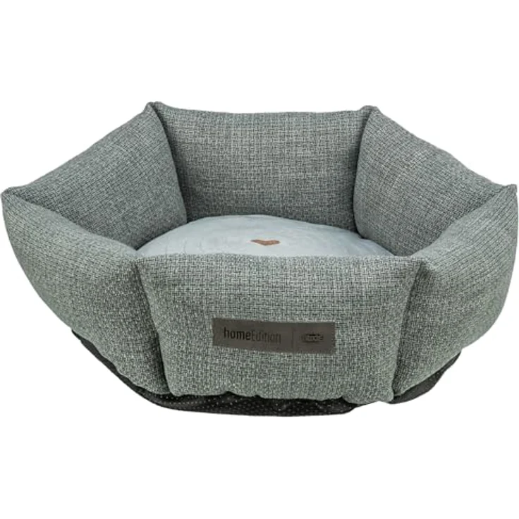 TRIXIE Hundebett rund Viviana ø 50 cm, blau-grau – Kuschelbett mit Samtbezug, integriertes Kissen, rutschfester Boden, waschbar, für kleine Hunde - 37546 – Bild 1