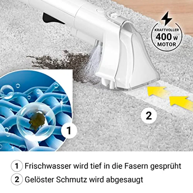 N8WERK Portable Clean Nass-Trocken-Sauger, 400 W, kompakt, leistungsstarker Fleckenentferner für Polster und Teppiche – Bild 3