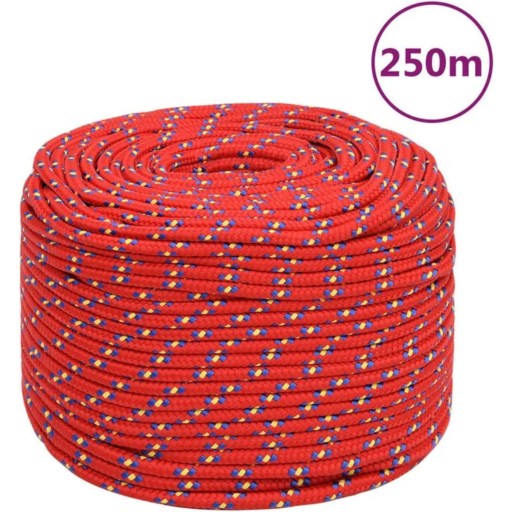 vidaXL Bootsseil Rot, 6 mm x 250 m, langlebiges Polypropylen, witterungsbeständig, vielseitig einsetzbar
