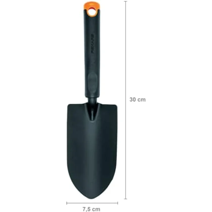 Fiskars Blumenkelle, Für harte Böden, Länge 30 cm, Langlebiger Stahlkopf-Kunststoff Griff, Schwarz-Orange, Ergo, 1027017 – Bild 3