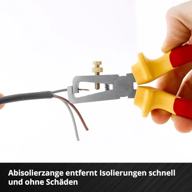 Einhell Elektriker-Zangen-Set 3-tlg. (Isolierung bis 1.000 Volt, Seitenschneider 160mm, Abisolierzange, Telefonzange, ergonomische 2K-Griffe in Rot-Gelb) – Bild 4