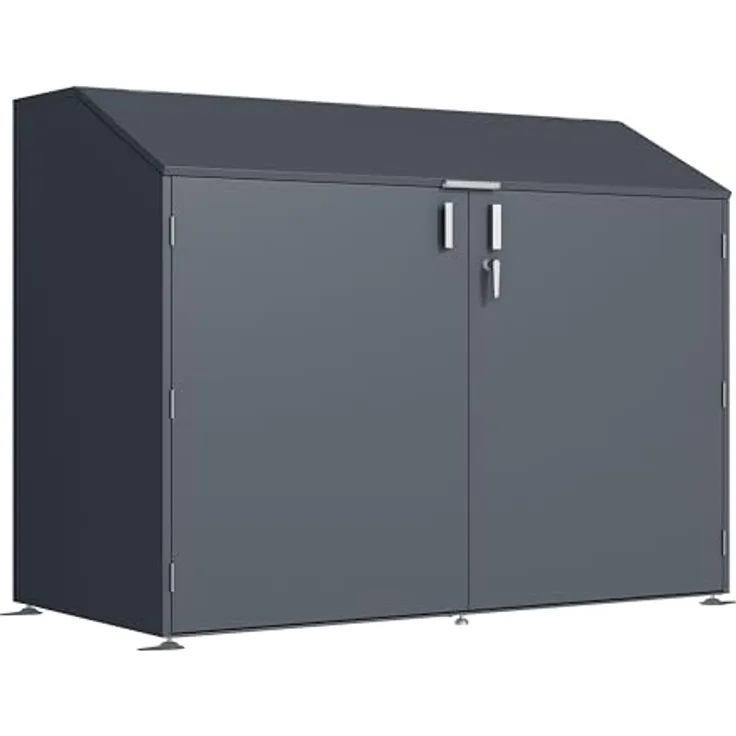 DEGAMO Fahrradgarage Freiburg, Metall anthrazit (RAL 7016), für bis zu 4 Fahrräder, wetterfest, abschließbar, 200x100x157cm