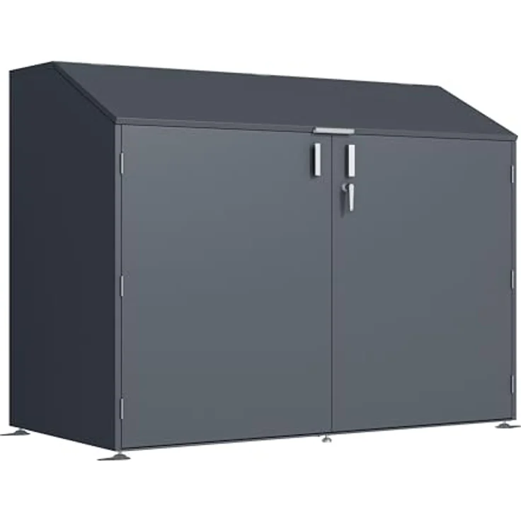 DEGAMO Fahrradgarage Freiburg, Metall anthrazit (RAL 7016), für bis zu 4 Fahrräder, wetterfest, abschließbar, 200x100x157cm – Bild 1