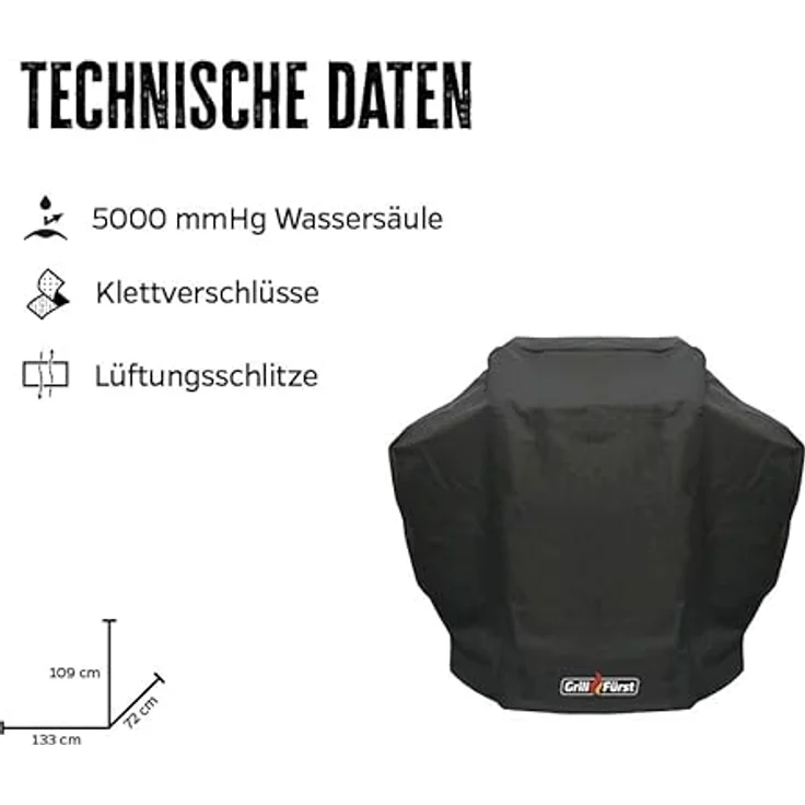 Grillfürst Grill Abdeckhaube, robuste wetterfeste und wasserdichte Grill-Abdeckung 133 x 72 x 109 cm, passend für Weber Spirit 200er Serie – Bild 2