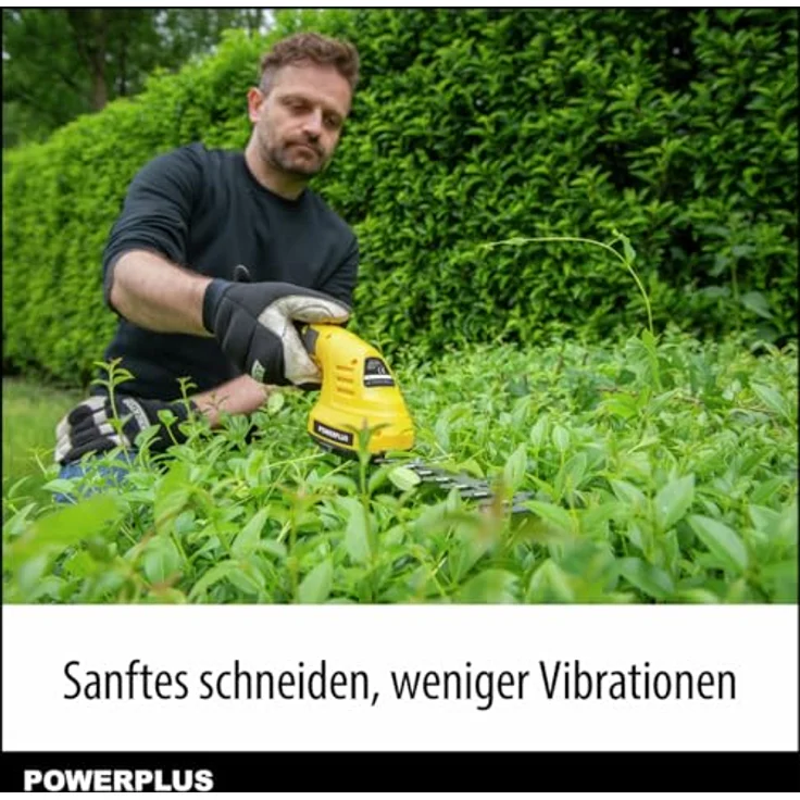 Powerplus POWXG2034 Rasen-/Strauchschere, 8V Akku-Heckenschneider mit ergonomischem Griff, gelb – Bild 3