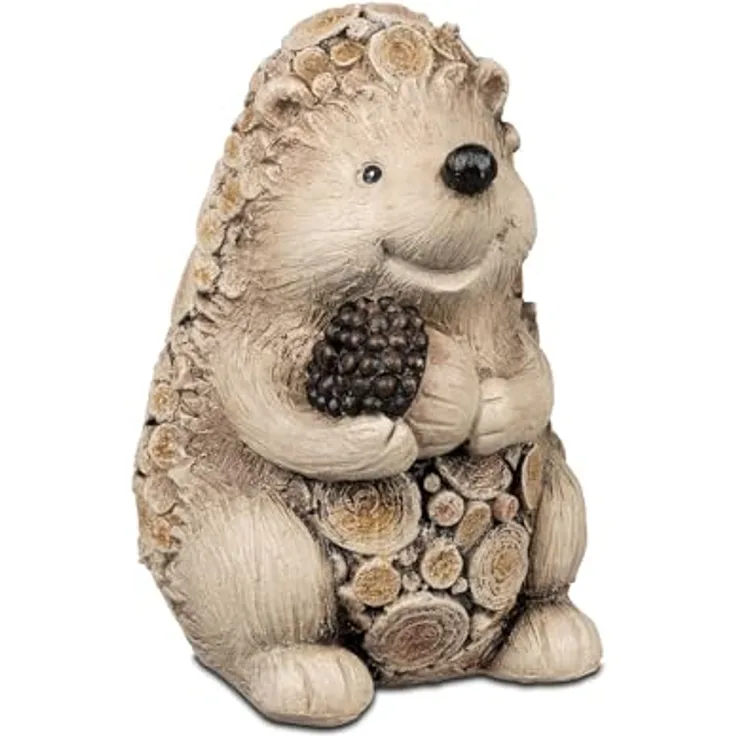 formano Dekofigur Igel in Holzoptik, 19 cm, witterungsbeständige Gartendeko aus Kunstharz für drinnen & draußen