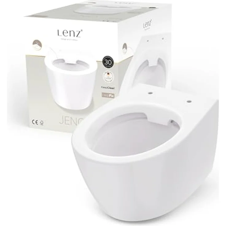 Lenz Spülrandloses Wand-WC JENO oval – Hygienisch, geruchsarm, KeepClean-Oberfläche, einfache Montage, Tiefspüler, Weiß, 41030061 – Bild 1