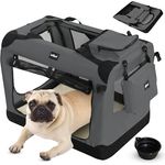 Leopet Hundebox - Faltbar, Stoff, mit Napf, für Zuhause und Auto - Anthrazit, S: 50x35x35 cm - LxBxH