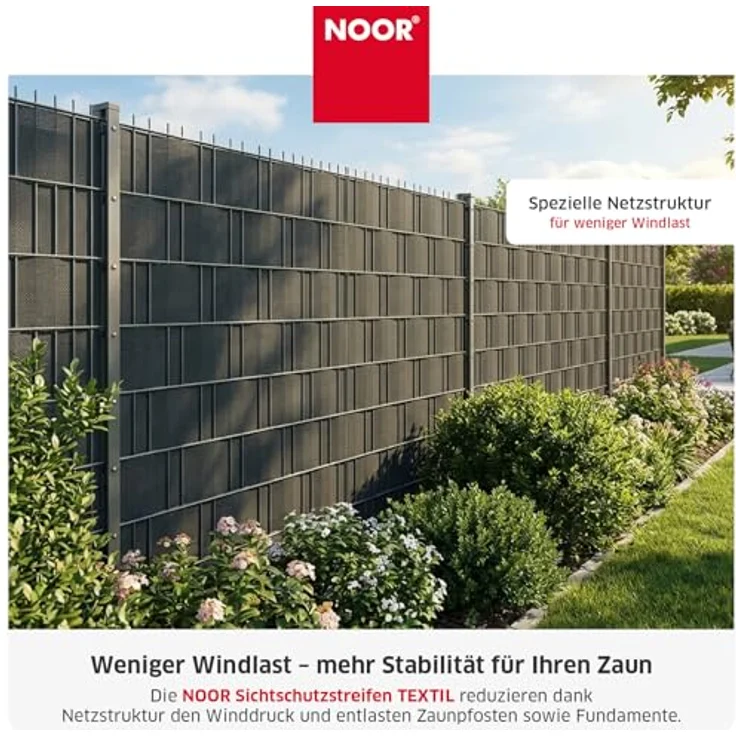 Noor Zaunblende Textil, Grau, 0,19 x 70 m – Bild 3