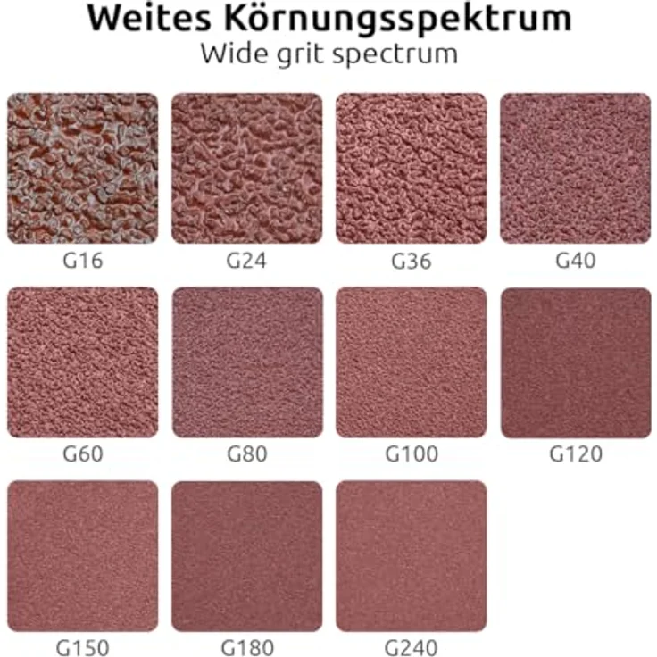 MioTools Fox Klett-Schleifblätter, 133 x 80 mm, 8-Loch, Normalkorund K80, für Schwingschleifer, 50 Stk. – Bild 2