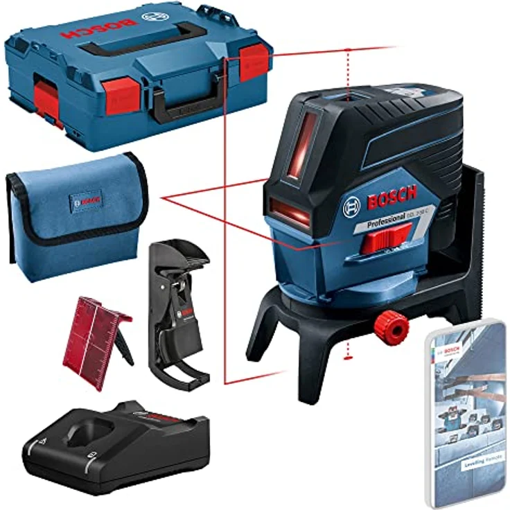 Bosch Professional 12V System Linienlaser GCL 2-50 C (1x Akku 12V + Ladegerät, roter Laser, Innenbereich, mit App-Funktion, Halterung, Klammer, Arbeitsbereich: bis 20 m, in L-BOXX) – Bild 2