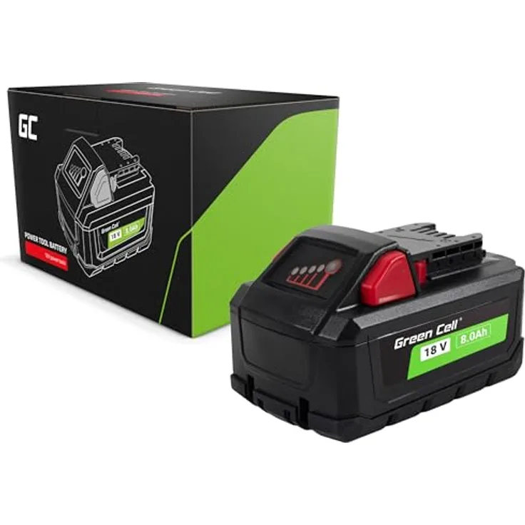 Green Cell GC-PTML18V8, 18V 5.0Ah Li-Ion Werkzeug-Akku, kompatibel mit Milwaukee M18, Ersatz-Akku HB8 4932471070
