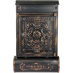 HMF 512-20 Antik Briefkasten mit Zeitungsfach, Vintage Postkasten aus Aluguss, Schwarz-Kupfer, 57 x 35 x 10 cm, wetterfest und robust