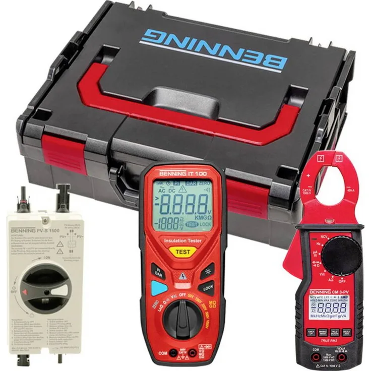 Benning PV 1000 SET 11002373, Werkzeugset zur Inbetriebnahme und Prüfung von PV-Systemen bis 1000 V, L-Boxx® enthalten