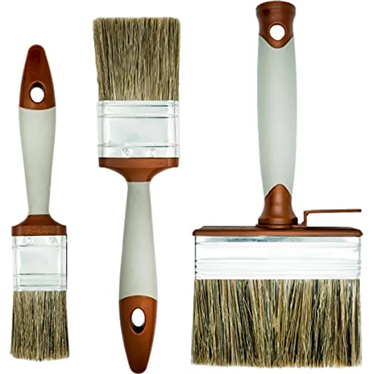Hardy 3er Set Pinsel 35 mm 50 mm 100 mm Serie 08 für Malerarbeiten Präzises Abdecken Synthetikborsten 2-Komponenten profilierter Rutschfester Griff