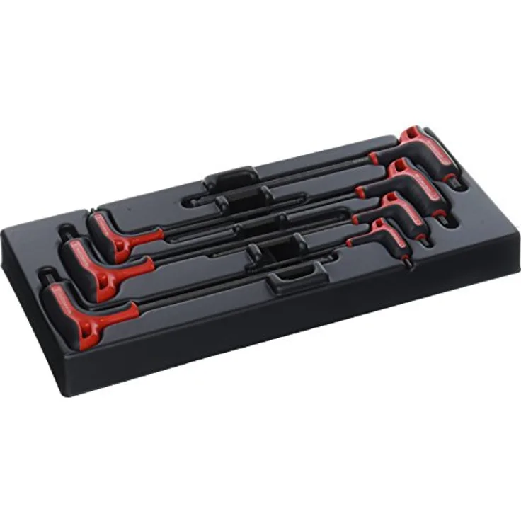 Facom Sechskantschlüssel-Set, metrisch (3-8 mm), ergonomischer Griff mit Weichstoffeinlagen, korrosionsbeständiger Stahl, gebründet, Made in France