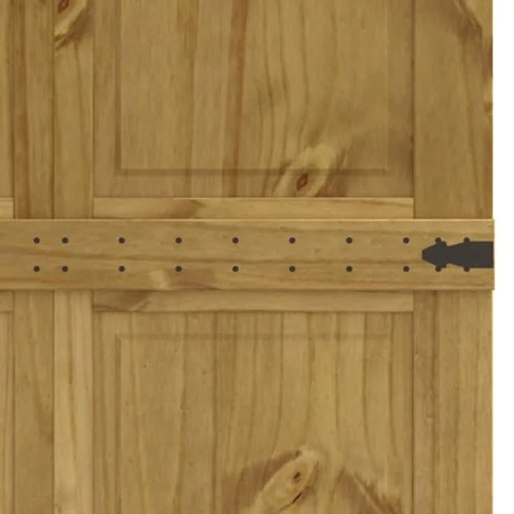 vidaXL Scheunentür Corona, 100 x 210 cm, Massives Kiefernholz, honigbraun, Stylische Schiebetür im rustikalen Design, robuster Raumteiler, platzsparend, leicht aufzubauen – Bild 5