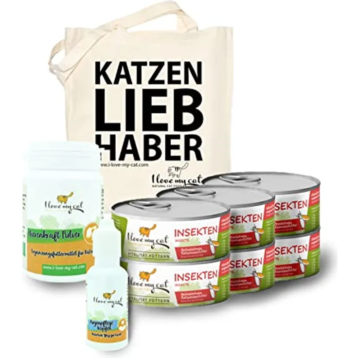 I Love My Cat Augenpflege-Sparset für Katzen mit Futtermittelallergie Hypoallergene Katzennahrung 100 g x 6 Schonende Pflege für tränende Katzenaugen 30 ml Unterstützung für die Nieren 35 g