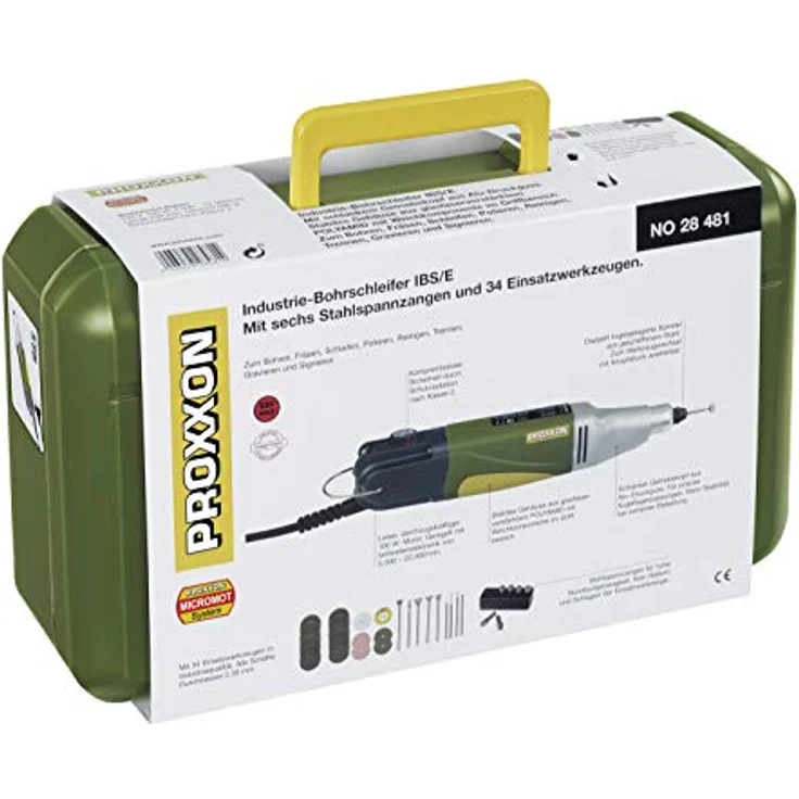 PROXXON Profi-Multifunktionswerkzeug, Industrie-Bohrschleifer IBS-E mit Einsatzwerkzeugen, 34-teiliges Zubehör-Set, 5000-20000-min, 230 V, 28481 – Bild 7