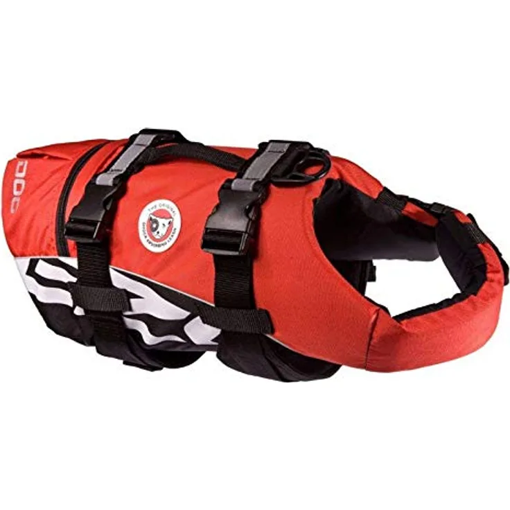 EzyDog Life Jacket L, Hundeschwimmweste aus strapazierfähigem Nylon, leuchtend rot, für Hunde von 27 bis 41 kg