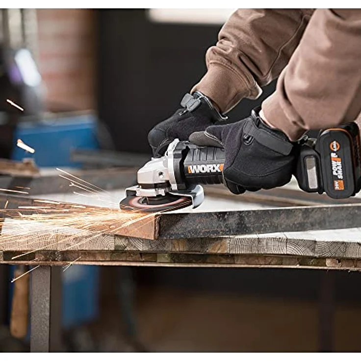 Worx Akku-Winkelschleifer WX812, 20 V bürstenloser Motor, 4,0 Ah, 125 mm, werkzeuglose Schutzhaubenverstellung, 1,6 kg – Bild 3