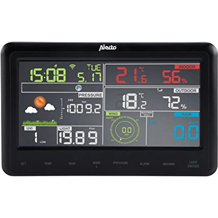 Alecto WEERSTATION WS-5500, WLAN Wetterstation mit Solarbetrieb, Schwarz, Integration mit Weather Underground, umfangreiche Messfunktionen – Bild 3