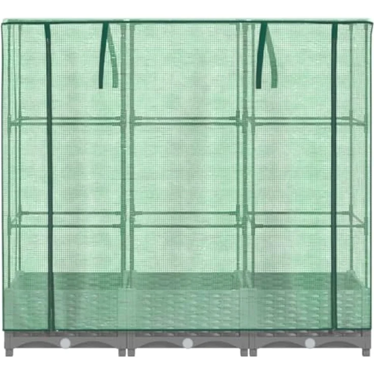 vidaXL Hochbeet mit Gewächshaus-Aufsatz Rattan-Optik 120x40x123 cm, Stabile Konstruktion und praktischer Aufsatz – Bild 5