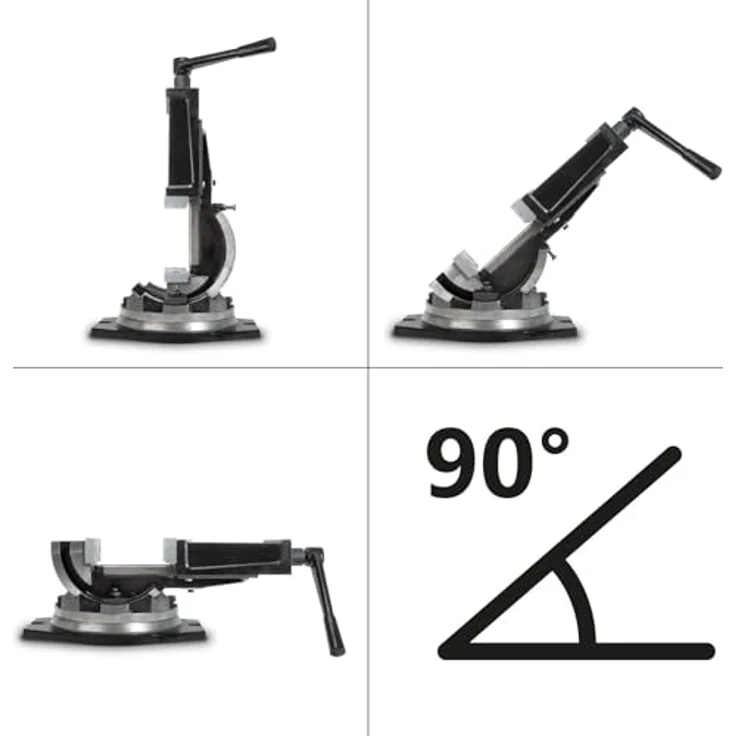 EBERTH Maschinenschraubstock drehbar und kippbar aus Stahlguss, Max. Spannbreite 125mm, Backenbreite 160mm, 0°- 90° kippbar, 360° drehbar, für Bohrmaschine, 160mm, Stahlfarben – Bild 5