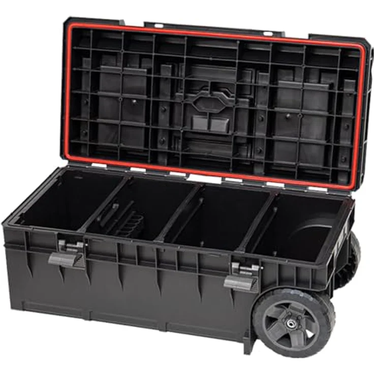 Tool Brothers RHINO XXL Trolley ECO Longer Work+, mobile Werkzeugkiste mit 50 l Volumen, 3 verstellbaren Fächern und Aluminium-Montageschienen, 793 x 385 x 322 mm – Bild 3