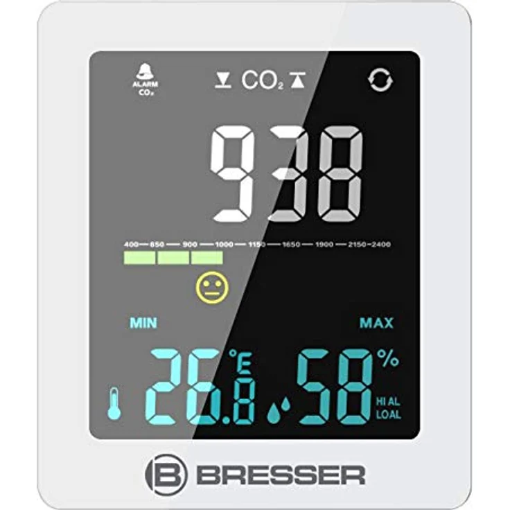 Bresser Optics 7004020GYE000, Thermometer + Hygrometer zur Luftqualitätsmessung, digital, Weiss – Bild 2